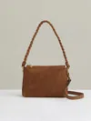 Paige Tan  Suede Plaited-strap Cross-body Bag In Brown