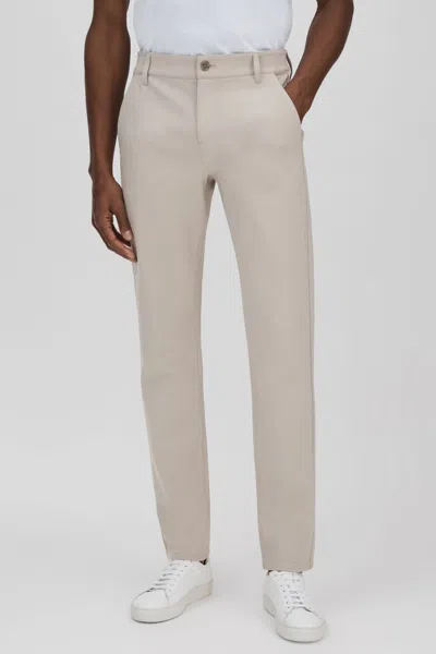 Paige Tapered Stretch Trousers In Oyster