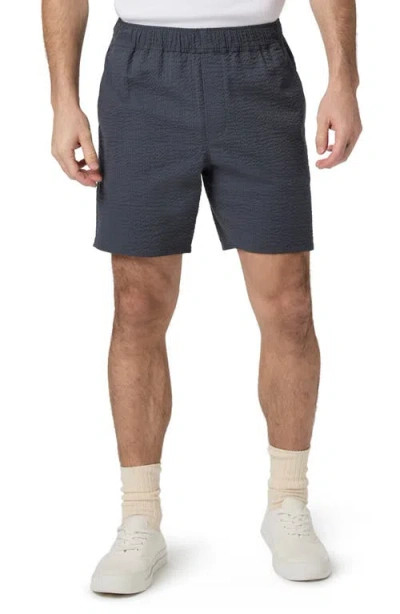 Paige Teague Cotton Seersucker Shorts In Ocean Floor