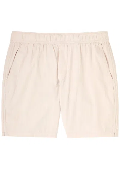 Paige Teague Striped Cotton Shorts In Ecru