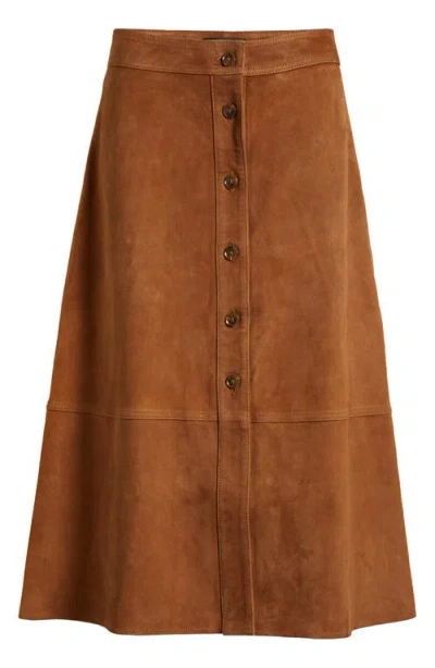 Paige Terrassa Suede A-line Skirt In Toffee