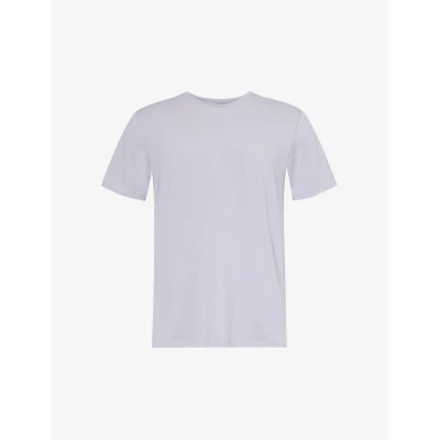 Paige Mens Dusty Iris Textured-weave Cotton-blend Jersey T-shirt