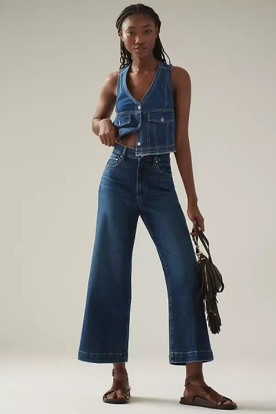 Paige The Anessa High-rise Crop Wide-leg Jeans In Blue