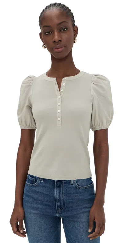 Paige Brandy Puff Sleeve Shirt In Green