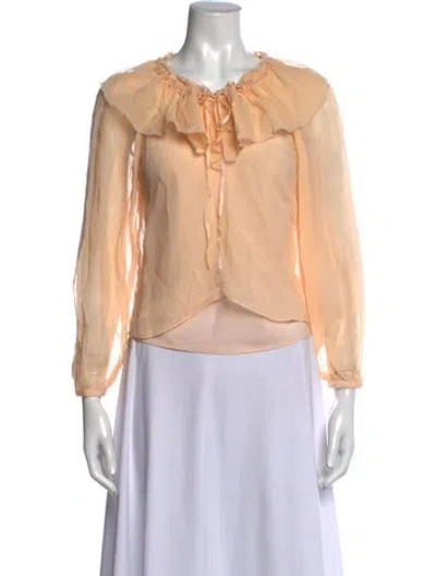 Pre-owned Paige Tie Neck Long Sleeve Blouse In Neutrals