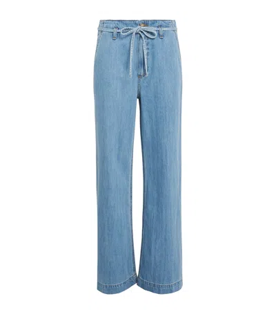 Paige Tie-waist Zoey Wide-leg Jeans In Blue