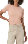 Paige Triste Metallic Short Sleeve Sweater In Peach W/ Peach Metallic
