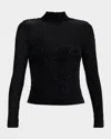 Paige Ursula Mock Neck Burnout Top In Black