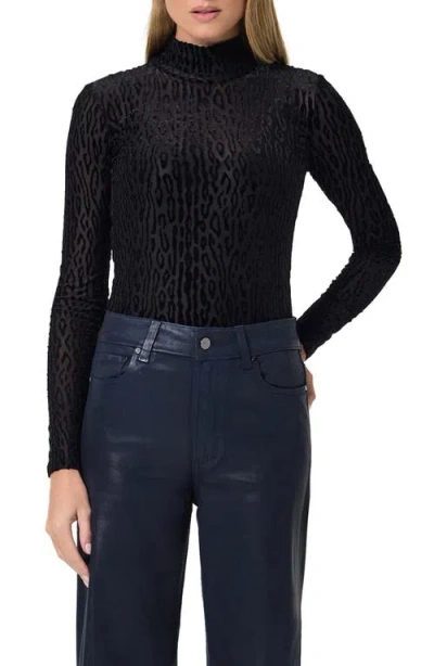 Paige Ursula Mock Neck Burnout Top In Black