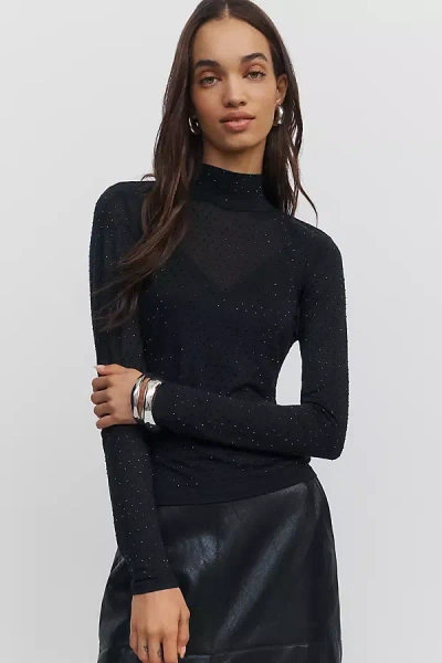 Paige Ursula Mock Neck Top In Black
