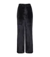 Paige Chateau High Waist Wide Leg Velvet Pants In Navy