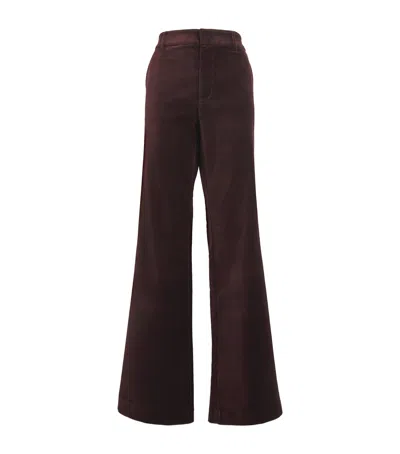 Paige Velvet Marlow Flared Trousers In Brown