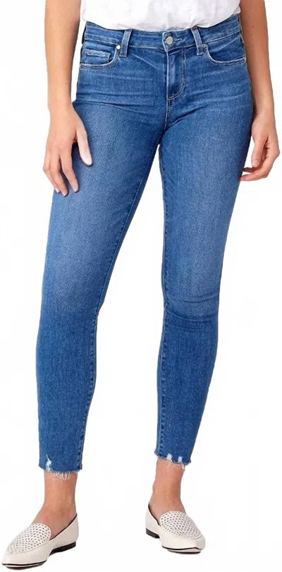 Paige Verdugo Ankle Skinny Jeans In Vibes With Ragged Fray Hem/blue In Multi