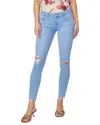 Paige Verdugo Ratatouille W/ Gusto Hem Mid Rise Ultra Skinny Ankle Jean In Blue
