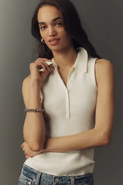 Paige Vesta Collared Tank Top In Beige