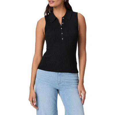 Paige Womens Black Vesta Polo-collar Ribbed Knitted Top