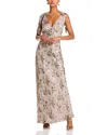 Paige Satin Floral Maxi Dress With Silk In Pewter Multi