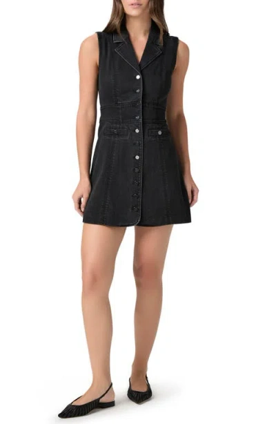 Paige Vida Denim Minidress In Black