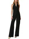 Paige Vienna Womens Satin Trim Open Back Jumpsuit In Black