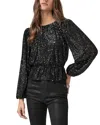 Paige Vilma Sequin Peplum Top In Black