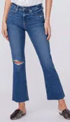 Paige Vintage Colette Crop Flare Jeans In Blaine Destructed In Blue