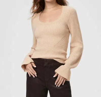 Paige Virtue Scoop Neck Ribbed Sweater In Beige In Brown