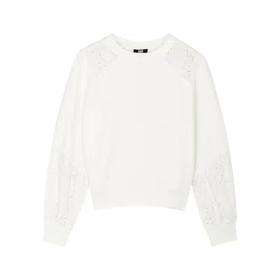 Paige Vivi Ivory Panelled Cotton Sweatshirt In White