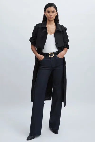 Paige Wide-leg Coated Jeans In Glazed Indigo