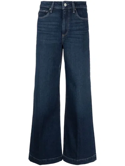 Paige Wide-leg Cropped Jeans In Blue