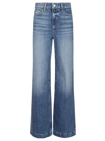 Paige Wide-leg High Waist Denim Jeans With Subtle Fading In Blue