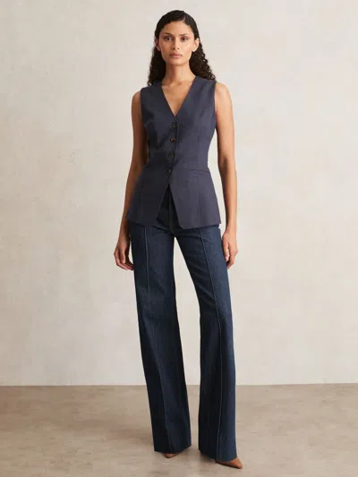 Paige Wide-leg Pintuck Jeans In Blue