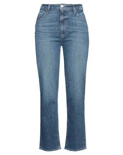 PAIGE PAIGE WOMAN JEANS BLUE SIZE 28 COTTON, ELASTANE