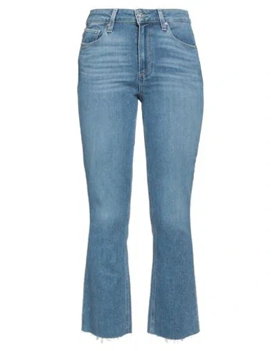 PAIGE PAIGE WOMAN JEANS BLUE SIZE 30 COTTON, POLYESTER, ELASTANE