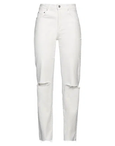 Paige Woman Jeans White Size 28 Cotton, Elastane