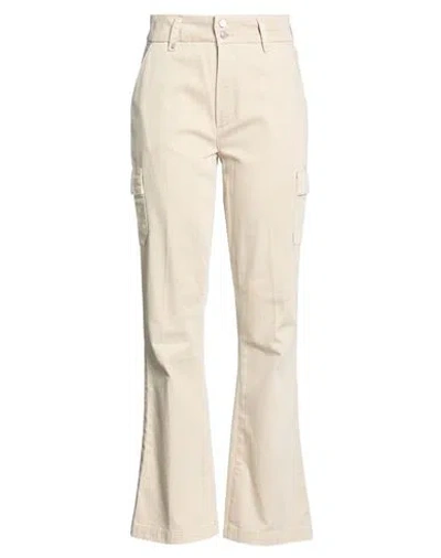 Paige Woman Pants Beige Size 30 Cotton, Lyocell In White