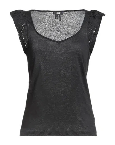 Paige Woman Top Black Size M Linen, Cotton