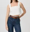 Paige Women's Aelita Eyelet Cropped Tank Top In Crisp White In White