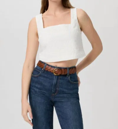 Paige Women's Aelita Eyelet Cropped Tank Top In Crisp White In Multi
