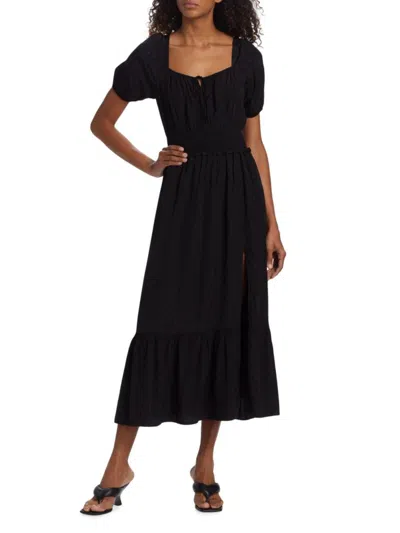 Paige Women's Avonne Side Slit Midi Dress In Black