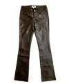 Paige Women's Bootcut Low Rise Denim Leather Pants In Brown In Brown