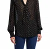Paige Women's Cleobelle Long Sleeve Tie Neck Blouse In Black Metallic Multi In Black