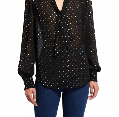 Paige Women's Cleobelle Long Sleeve Tie Neck Blouse In Black Metallic Multi