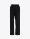 Paige Womens Dark Dawn Distressed Noella Brand-patch Mid-rise Wide-leg Jeans In Dark Dawn Distressed