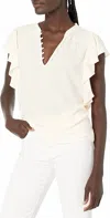 Paige Women's Dewan Ruffle Top In White In Neutral