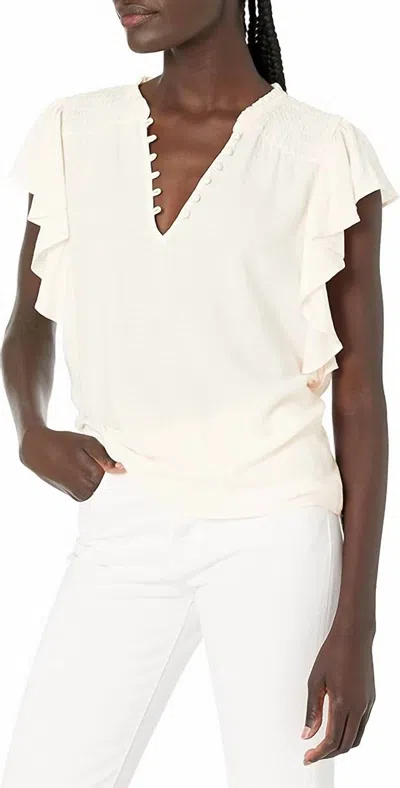 Paige Women's Dewan Ruffle Top In White In Neutral