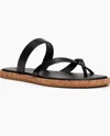 Paige Dianne Calf Leather Flat Sandal In Black