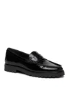 Paige Ellis Platform Penny Loafer In Black Patent