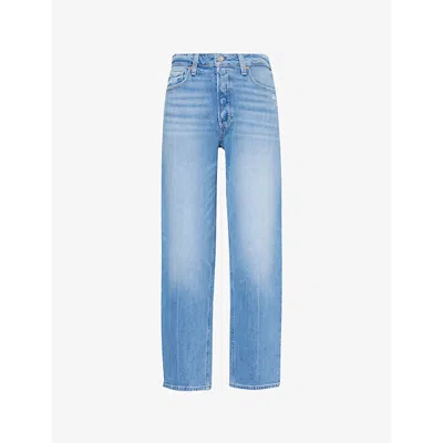 PAIGE WOMENS EXHIBITION DISTRESSED ALEXIS BARREL-LEG HIGH-RISE JEANS
