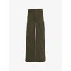PAIGE PAIGE WOMEN'S FORESTER GREEN CLEAN FRONT SASHA WIDE-LEG HIGH-RISE WOVEN TROUSERS