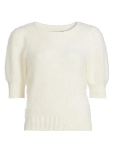Paige Women's Gladiolus Brushed Cashmere Short-sleeve Sweater In White